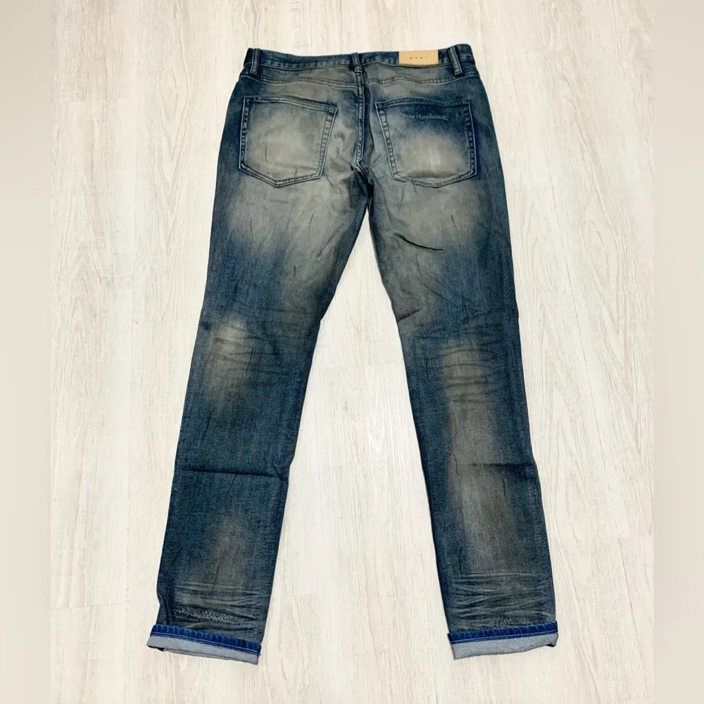 MNML Streetwear Jeans Distressed Blue Denim Sz 34 - Picture 11 of 12